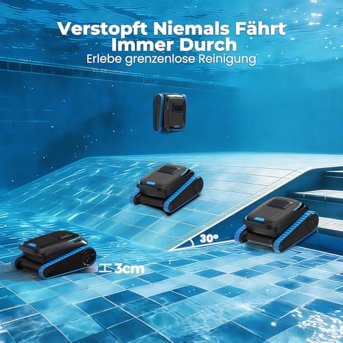 Image of (2026 New) Pool Vacuum for Inground & Above Ground Pools, Robotic Pool Cleaner with 5000 GPH Suction, 4L Filter Basket, Smart Navigation, Clean Floor /Wall /Warterline, App Preset, Smart Selfpark, Black