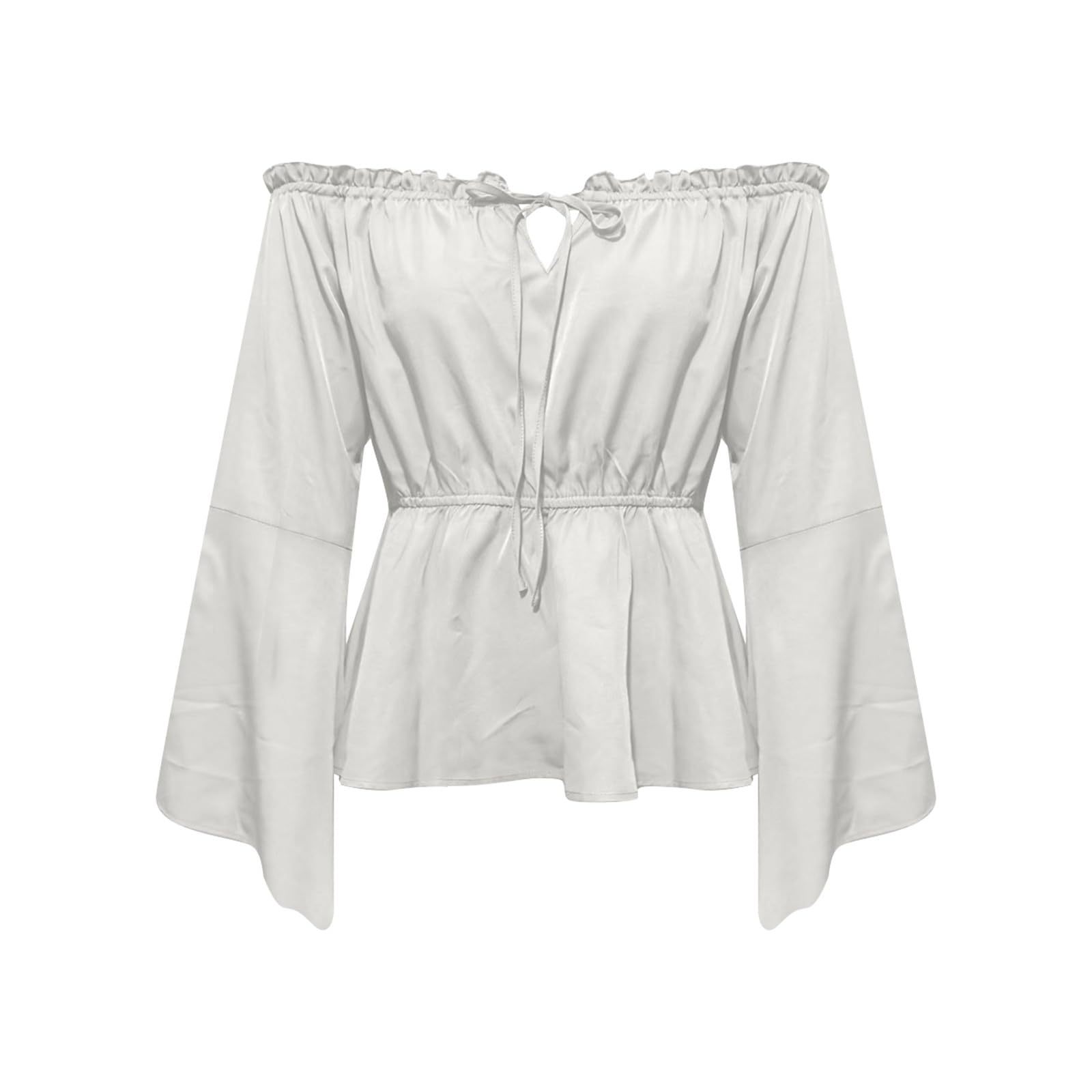 2026, camicetta da donna in chiffon, spalle scoperte, stile medievale, tinta unita, fluida, stile bohémien, per tutti i giorni, primavera, ariosa, elegante, femminile, versatile
