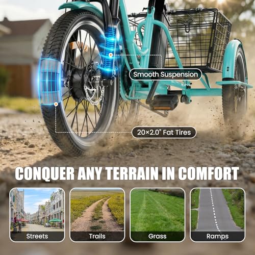 Electric Tricycle for Adults, Peak 1200W Electric Trike,