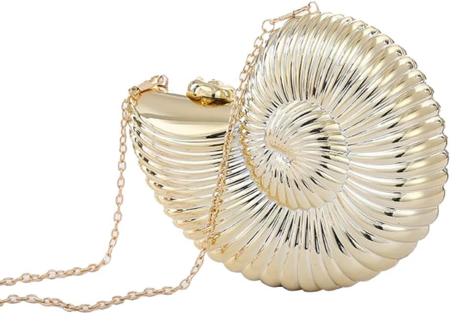 TOKYO-T Gold Evening Purses and Clutches for Women Seashell Crossbody Shiny Bag Chain