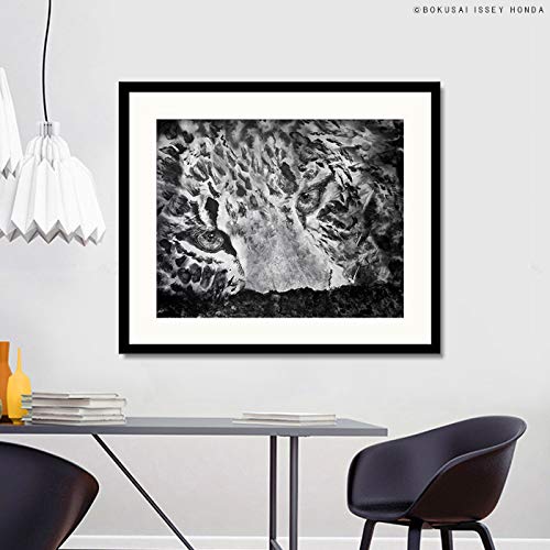 Amazon.co.jp: 水墨画 ヒョウ 樹上 絵画 豹 壁掛け モダン 白黒