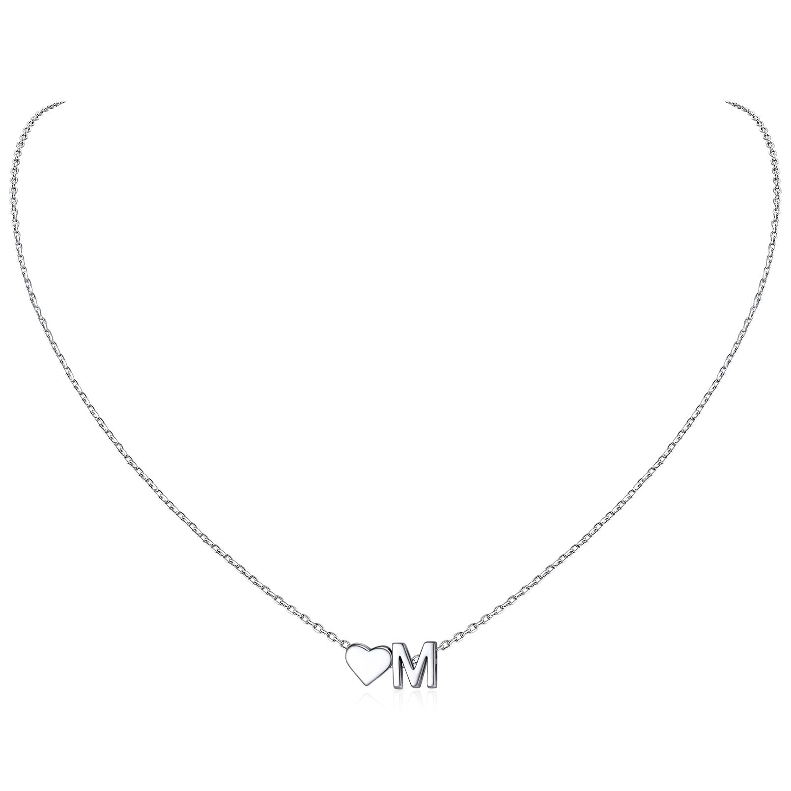 ChicSilver Collar Inicial Mujer Plata 925 Colgante Corazón Letras Nombre | Material Plata de Ley Joyería Deliciosa Romántica Madre Pareja