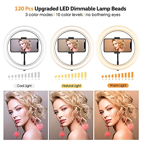 Image of 10 Inches Big LED Ring Light for Camera, Phone tiktok YouTube Video Shooting and Makeup, 10 inch inch Ring Light with 7 Feet Long Foldable and Lightweight Tripod Stand