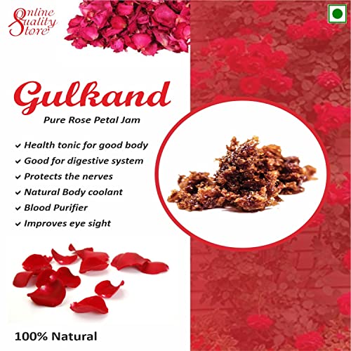 Image of Online Quality Store Natural Gulkand (Rose Petal Jam), 400g | Sun-Cooked Damask Rose Petals & Rock Sugar | Pure Gulkand for Paan