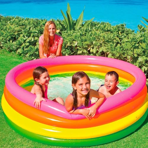 Intex 56441NP - Aufblasbarer Pool Sunset Glow, Vier Ringe, Vinyl, Mehrfarbig, 168x46 cm