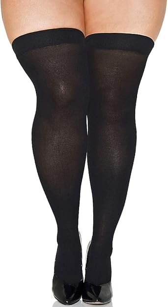 Plus Size Opaque Thigh High Stockings 