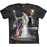 The Mountain Wizard Shirt for Men, Fantasy Graphic Tees Men, Oversized Cotton Magic Gothic Style T-Shirt, XL Black