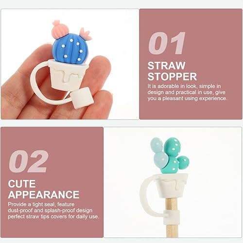 Miniatura 5 de Healifty Tapones de paja para vasos, paquete de 8 tapas reutilizables de silicona para popotes de 0.315 a 0.315 pulgadas