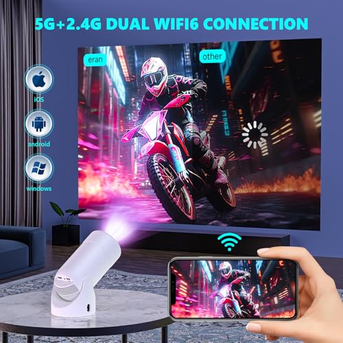 Image of Upgraded HY300PRO MINI Portable Projector Projector Support 4K 1080P with Dual-Band WIFI6 5G Wireless 5.2 Bluetooth Android 13,270 Rotatable, Auto Keystone Correction,35 inch-130 inch Screen Video Projector