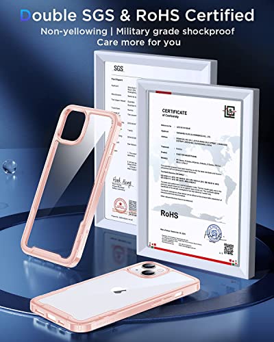 Humixx Designed For Iphone 13 Case/Iphone 14 Case, [Not Yellowing] [Military Grade Drop Tested] [Anti-Scratch] Clear Pc Back With Soft Pink Tpu Bumper, Slim Fit Protective Case For 13/14 6.1", Pink #TOP4
