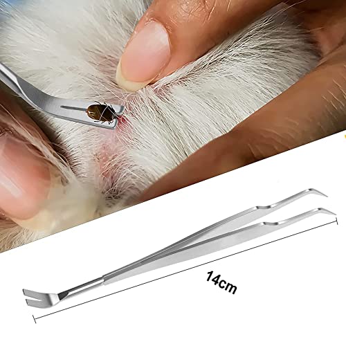 JIEYUCHU 2 in 1 Zeckenzange, Edelstahl Zeckenzange, Zeckenpinzette und Zeckenhaken inkl, Zuverlässig Gegen Zecken Jeder Größe, Zeckenentferner für Mensch, Hunde, Katzen mit Lederbeutel