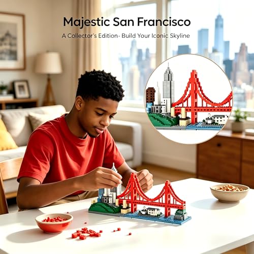 Image of San Francisco Skylines Building Set Model Kit - Engaging Architecture Gift for Adults, Micro Mini Blocks, 1610pcs+ | Aesthetically Pleasing, Fun & Compact