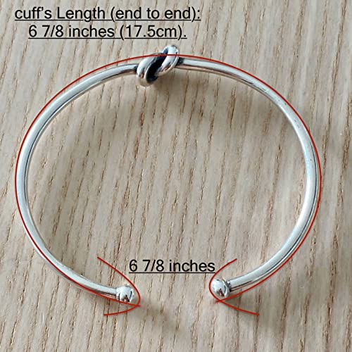 Handmade Sterling Silver Knot Cuff Bracelet, Minimalist Rustic Simple Tied Silver Wire, Adjustable 6 7/8 inches Cuff, Women size M-L, Men size S-M, Gift for Her or Him2