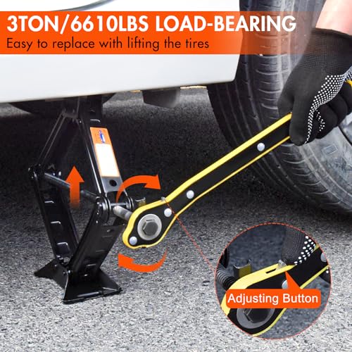 Scissor Jack 3 Ton (6610 lbs) Tire Changing Kit with Lug Wrench - Emergency Kit for Car, SUV, MPV - Image 4
