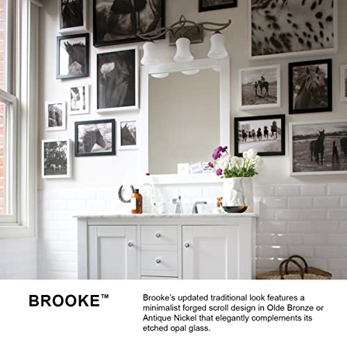 Hinkley Brooke Collection Transitional Three Light Bathroom Vanity Fixture, Antique Nickel #TOP6