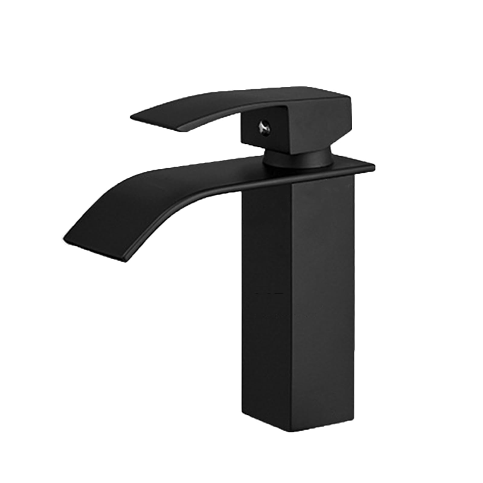 HCFYAUIS Waterfall Taps Black Single Handle Hot and Cold Bathroom Taps Mixer Single Hole Washbasin Mixer Tap,Short