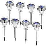 Oak Leaf Solar Walkway Lights Outdoor Garden Lights,8 Lumens,Dots Light Effect,8-Pack,Stainless Steel