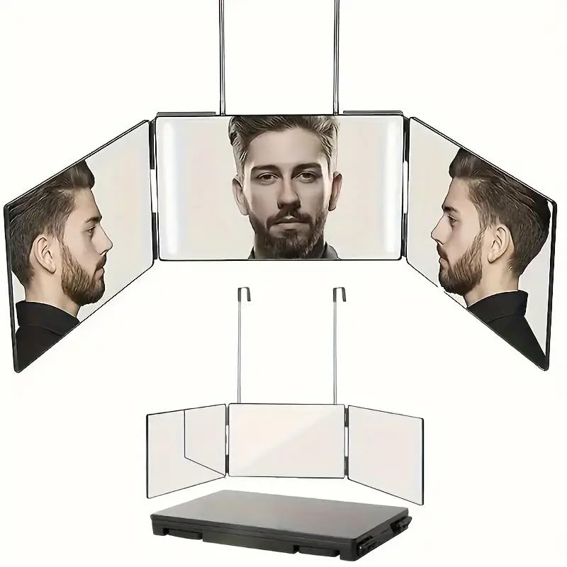 Seafrrzios Table Desk Vanity Makeup Mirror, Portable Folding Mirror with Metal Stand 360°Adjustable Rotation Tavel Make Up Mirror Hanging Bathroom for Shower Shaving-image-30