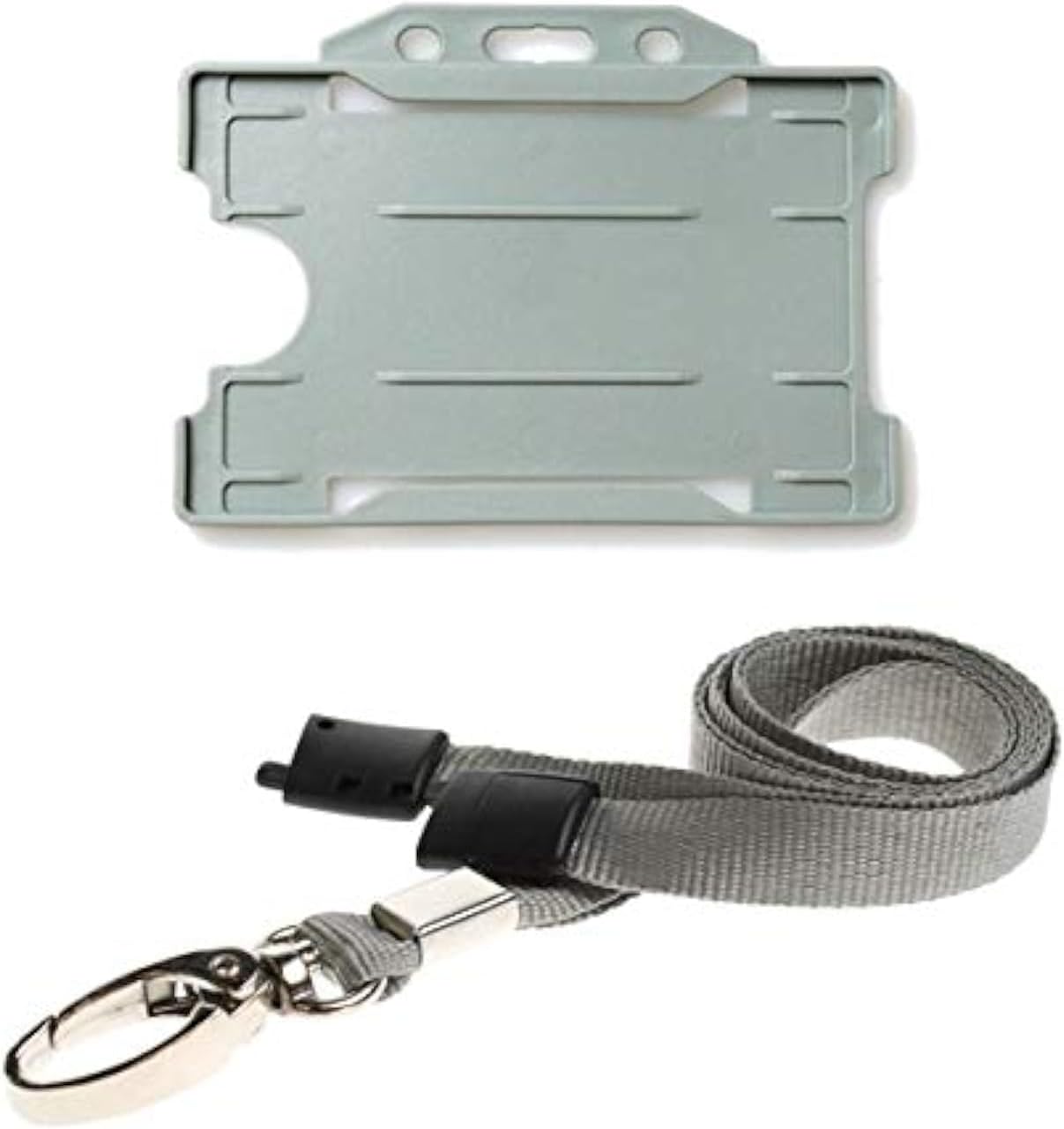 ALG ID Cards® Grey ID Card Badge Holder - Grey Lanyard Card Holder - Grey Lanyard Neck Strap with Metal Clip & Safety Breakaway Release for Pass Holder