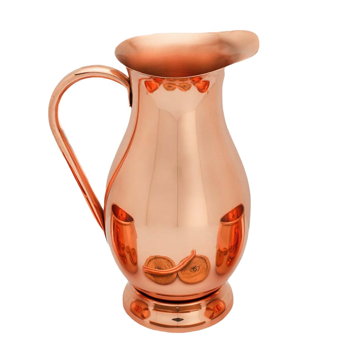 Pure Copper Pitcher (70 oz, 2 Liter) Handcrafted Water Jug & Copper/Brass Lid, Raw Interior for For Ayurveda Health