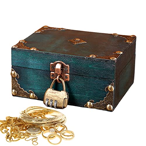 Cowslip Coffre Au Trésors en Bois - Boîte Pirate Décoratif avec Cadenas | Vintage Boîte De Rangement Coffre Au Trésors