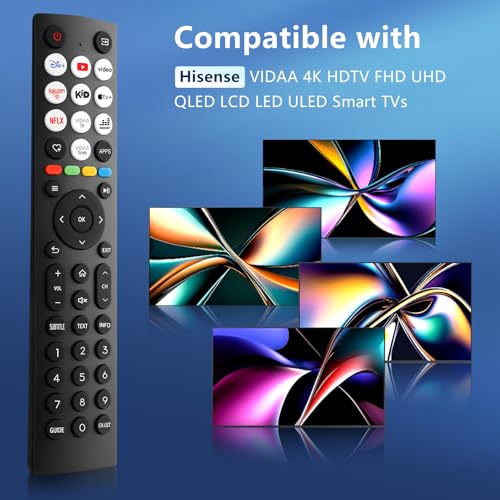 Image of Universal Remote Control for Hisense VIDAA 4K UHD FHD QLED LED LCD HDTV Smart TV Remote Replacement Compatible with Hisense TV 32A4KTUK 43A4K 32A4N 55A6N 65A7N 75U6N 58E7NQ ERF3A80 EN2A30 ERF2AC36H