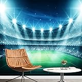 wall26 Removable Wall Sticker/Wall Mural Nighty Sky Blue Neon Light Soccer Field Sports/Fitness Athlete Photography Realism Exercise Gym College for Living Room, Bedroom, Office - 66x96 inches
