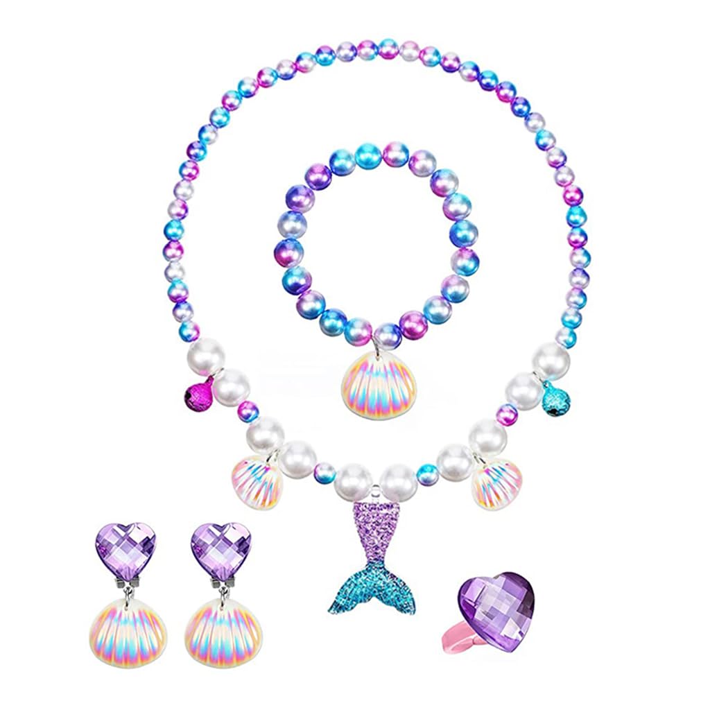 Venzina® Mermaid Necklace for Girls Pearl Beads Bracelet for Kids, Set of 5 Jewelry Kit Seashell Earrings Ring Combo Set for Party Costume Jewelry Supplies for Toddler Girls Gift (B0CP6V5NC5) Amazon Price History, Amazon Price Tracker