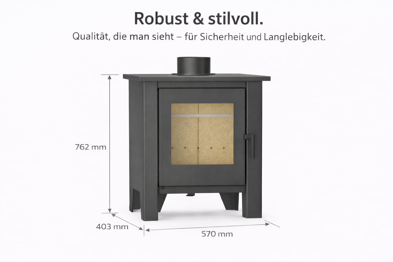 NEMAXX® H8 Belüfteter Holzofen Kaminofen Schwarz 7,6 kW 50–90 m² Warmluftgebläse Tangentiallüfter 2 Stufen Primär-/Sekundärluft EEK A 76% Ø 150 mm Vermiculite-Auskleidung Keramikglas 850 °C
