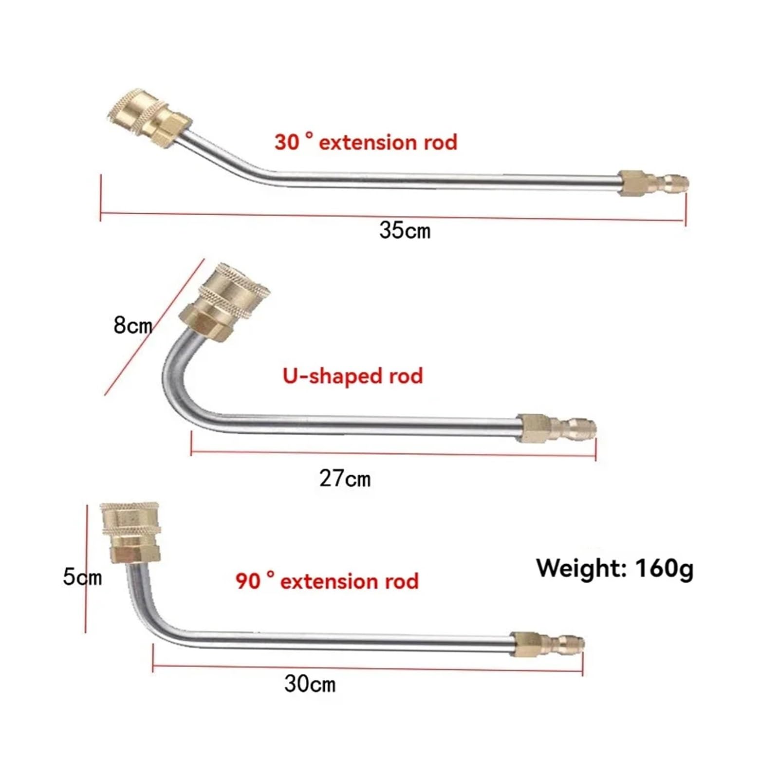Varilla de extensión acero inoxidable alta presión con inserto rápido 1/4" for limpieza aires acondicionados boquilla forma especial(B)
