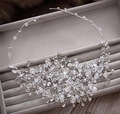 #13 Silver Comb Crystal Diamond Bride Bridal Wedding Accessory Hair Head Band Wear Rhinestone Jewelry Headdress Headband Tiara Coronal Chain
