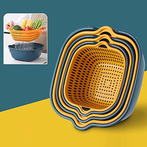 KitchEase 6 Pcs Drain Basket Set with Handles - Versatile Kitchen Colander for Rice, Pasta, Spaghetti, Fruits, Vegetables - ABS Plastic Strainer Bowls -Cooking Pot Drainers & Sifters-(Castleton Green)