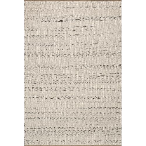 Image of Nuloom Hamptons Ivory Striped Flatweave Area Rug, 10' x 14' | Nuloom Hamptons Striped 10' x 14' Wool Jute Area Rug for Dining Room Living Room, Ivory