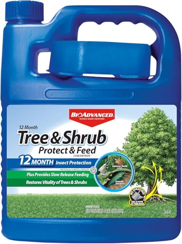 BioAdvanced 12 Month Tree & Shrub Protect and Feed Concentrate - Mix & Pour - Insect Control and Plant Food - Up to 12 Months Protection - 64 oz Bottle