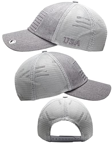 Image of Antourage American Flag Unconstructed Unisex Mesh Snapback Baseball Hat Cap for Men and Women +2 Patriotic Patches Included