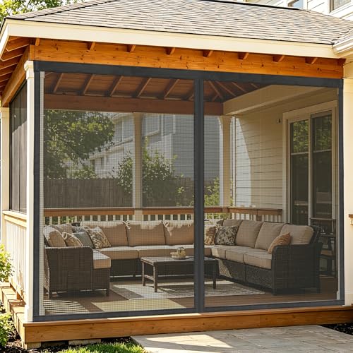 8X10ft Magnetic Closure Patio Screen Mesh - Fiberglass Heavy Duty Garage Door Screen Easy Installation & Hands Free Outdoor Net Screens for 1 Car Garage Porch Pergola Gazebo to Keep Mosquito Bugs Out