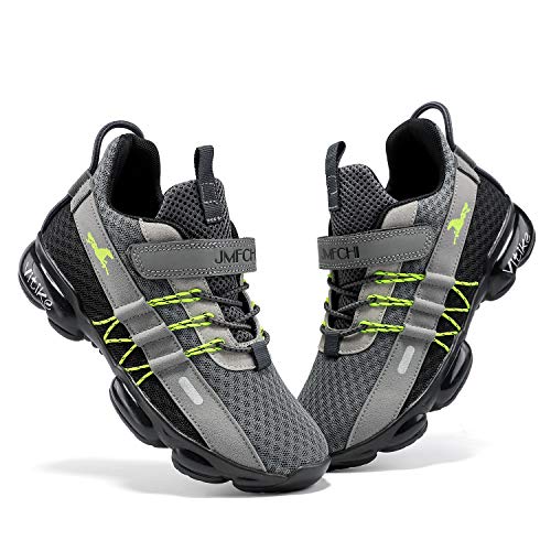 Jmfchi Boys Girls Kids' Sneakers Knitted Mesh Sports Shoes Breathable Lightweight Running Shoes For Kids Fashion Athletic Casual Shoes Grey Size 5 #TOP6