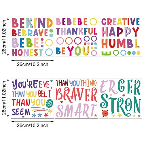 6 Pieces Colorful Inspirational Wall Decal Motivational Quote Phrases Wall Sticker You're Braver Than You Believe Decals For Classroom Nursery Kids Home Decoration #TOP1
