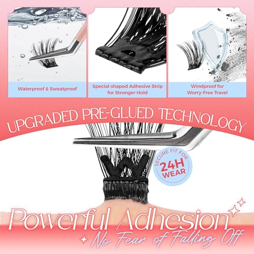 LASHVIEW Selbstklebende Wimpern, 3 Sekunden zum Aufsetzen, Super-Portabilität Einfach für Einsteiger. 24-Stunden-Halt, Ideal für Jeden Anlass 72 Stück 10-16 mm (Z02)