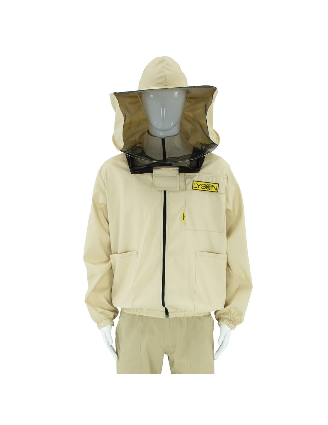 LYSON Bluza pszczelarska ze zdejmowanym kapeluszem, bluzka pszczelarska z welonem, koszula ochronna dla pszczelarzy Beekeeping Jacket ochrona przed pszczołami, owadami, odzież pszczelarska, rozmiar XL