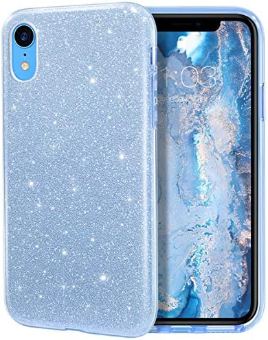 MILPROX Glitter case for iPhone XR 6.1", Shiny Sparkle Bling, 3 Layer Hybrid Protective Soft Caselue