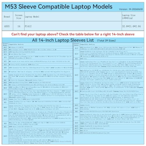 Image of Smatree M53 Hard Protective 14 inch Laptop Sleeve Case for ASUS | Compatible for ASUS P1412, ASUS Chromebook CM14 CM1405, Case(X8243)