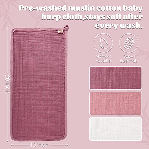 MUKIN Baby Burp Cloths, Soft Cotton Burp Cloth, Burp Rags for Baby Boy, Girl (Pink Series)2