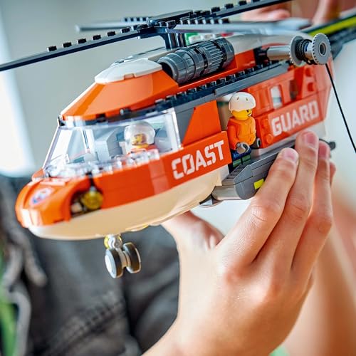 Image of LEGO City Coast Guard Helicopter - Toy Building Set - Emergency Vehicle Toy - 4 Minifigures - 60503