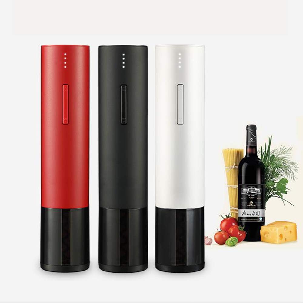 Elektryczny otwieracz do wina do wielokrotnego ładowania automatyczny korkociąg otwieracz do butelek wina z obcinaczem folii i kablem USB do ładowania stali nierdzewnej, biały