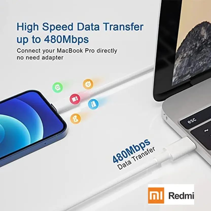 Image of MI Type B /Micro USB 120cm fast Charging cable|480mbps support|Suitable for all Smartphones,tablet and accessories with type B input(white)