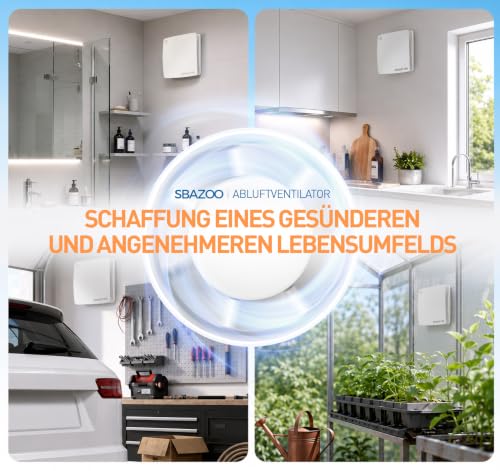 SBAZOO 100mm Leiser Badlüfter 130m³/h für Badezimmer, Garage, WC– Weiß – Ansicht 5