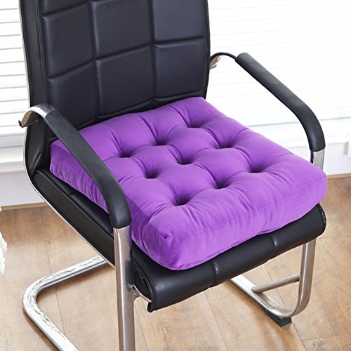 LT&NT Couleur Unie Carré Siège Coussin De Chaise, épaississant Bureau Coussins Peluche Patio Coussins De Sol Hiver Oreiller Tapis pour Extérieur Voiture Enfants Intérieur-Violet 45x45cm(18x18inch)