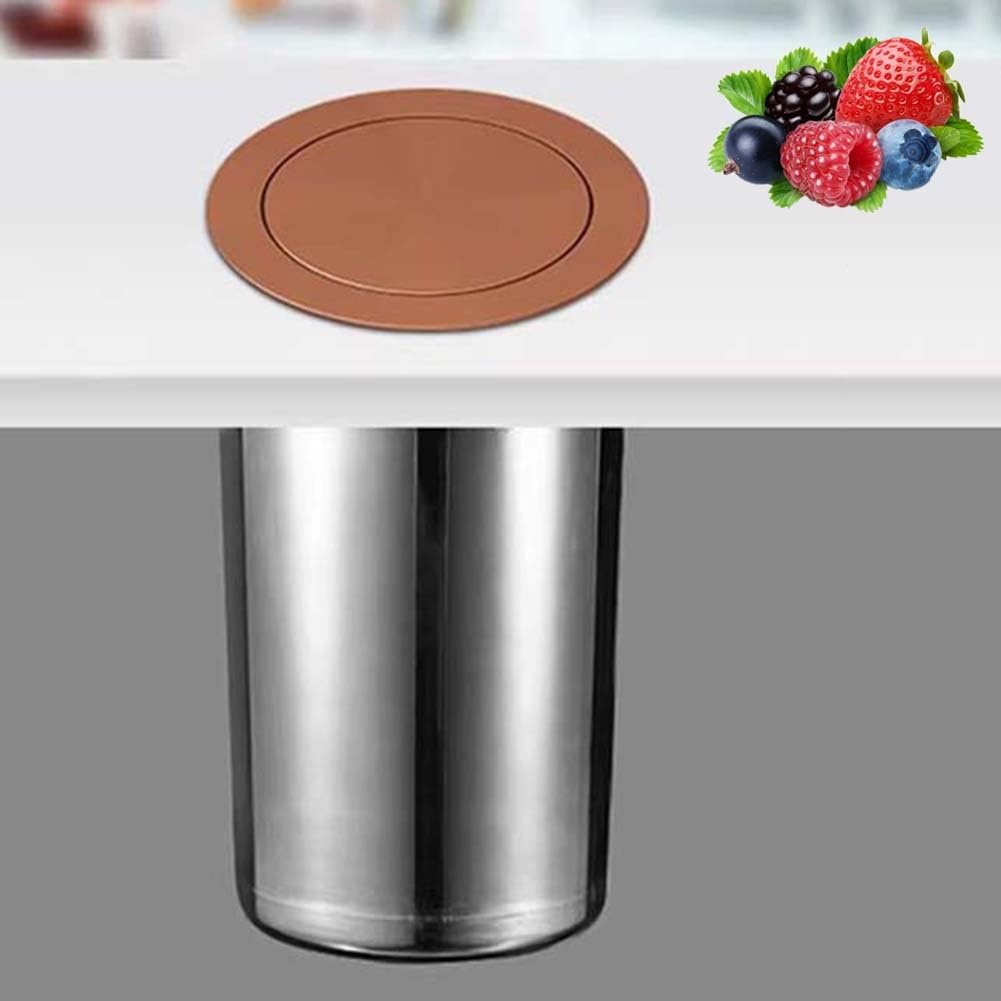 Tapa Para Cubo De Basura De Encimera Empotrable, Tapa Para Conducto De Residuos, Cubo De Basura De Cocina Redondo De Acero Inoxidable Con Tapa Abatible Para Restaurante, Cocina, Baño, Oro Rosa