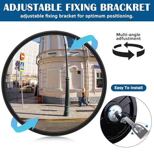 Miroir de circulation convexe 30 cm réglable pour garage et trafic